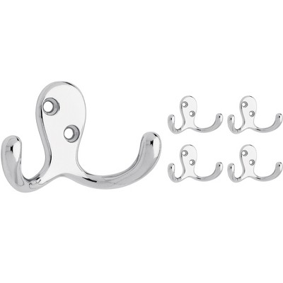 Franklin Brass 5pk Double Prong Robe Decorative Hooks Chrome