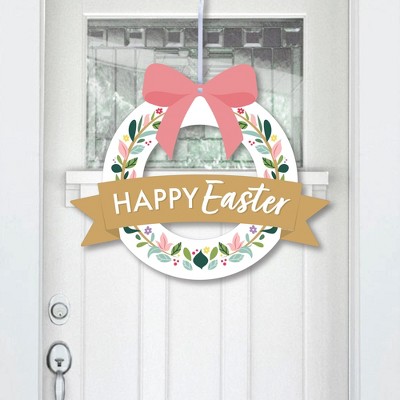Big Dot of Happiness Happy Easter - Outdoor Holiday Party Decor - Front Door Wreath