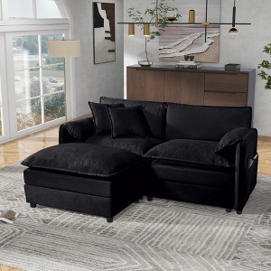 75.59" Chenille Upholstery Modular L-Shaped Cloud Sectional Sofa, 3-Piece DIY Combination Couch - 1 of 4