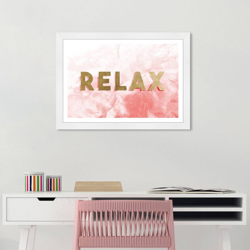 19&#34; x 13&#34; Relax Pink Motivational Quotes Framed Wall Art Gold - Wynwood Studio, 5 of 6