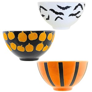 Tag 2.75 In Happy Halloween Snack Bowls Set/3 Bats Pumpkins Serving Bowls - 1 of 4