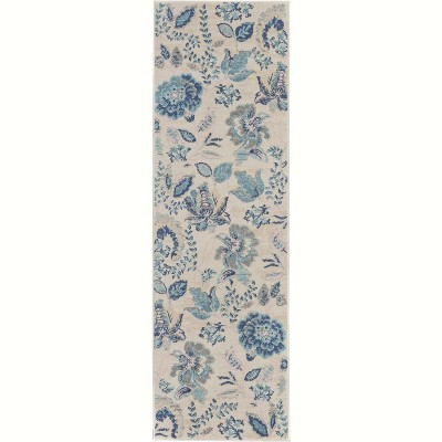 Tranquil TRA02 Ivory/Light Blue Area Rug French Country Eclectic Floral By Nourison