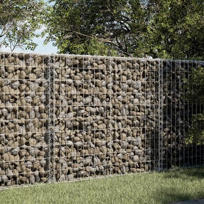vidaXL Gabion Basket Silver Galvanized Iron 78.7 x 19.7 x 19.7 in