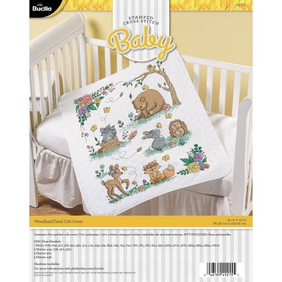 Counted Cross Stitch Crib Cover Woodland Floral - Bucilla