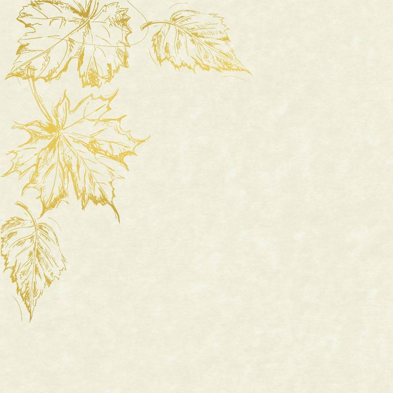 40ct Gold Foil Parchment Leaves Letterhead Cream/Gold, 2 of 4