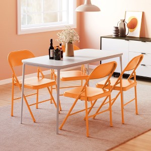Folding Chairs Set of 4, Foldable Chairs with Metal Frame, Hold Up to 350 Pounds, Portable Beige Folding Chairs Suitable for Office, Camping - 1 of 4