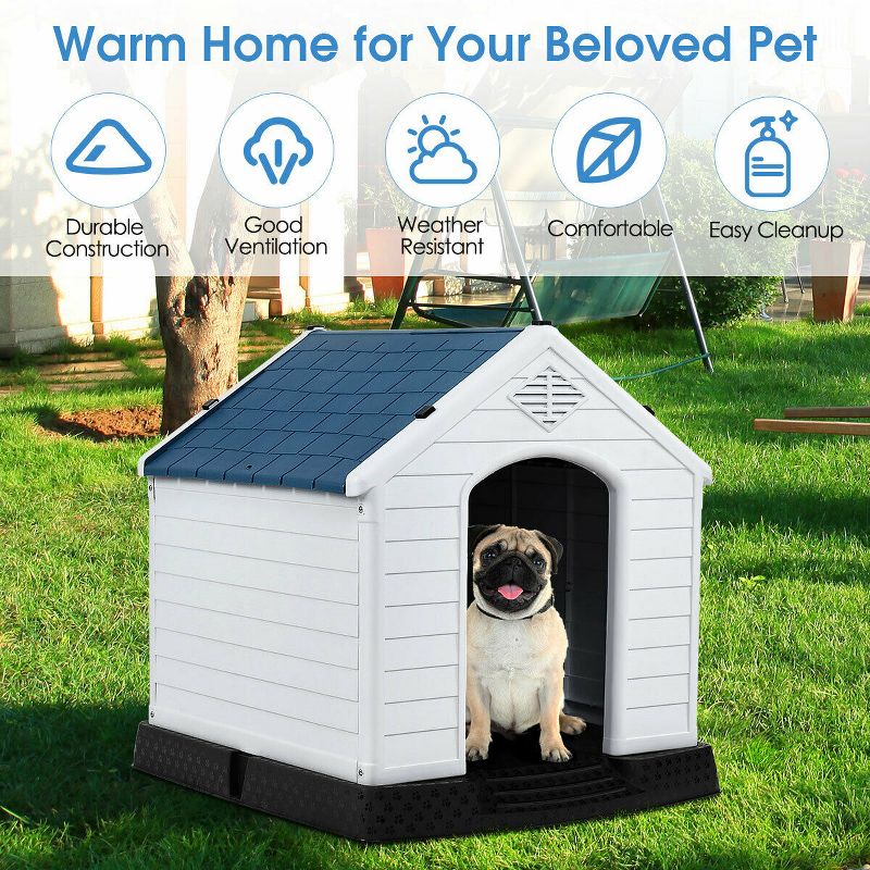 Tangkula Plastic Dog House Pet Puppy Shelter Waterproof Indoor/Outdoor Ventilate Blue, 4 of 11