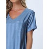 cheibear Women's Short Sleeve Mini length Striped Pajama Dress - 4 of 4