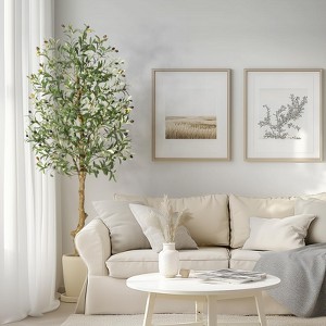Artificial Olive Tree with Silk Leaves, Faux Potted Plant with Realistic Branches & Fruits for Home Office Living Room Decor - 1 of 4