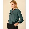 INSPIRE CHIC Women's Stand Collar Zip Up Flap Pocket Bomber Jacket - 3 of 4