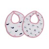 Bacati - Little Sailor Pink Blue Girls Boats/Whales Muslin 4 pc set of Bibs & Burp Cloths Set - 2 of 4