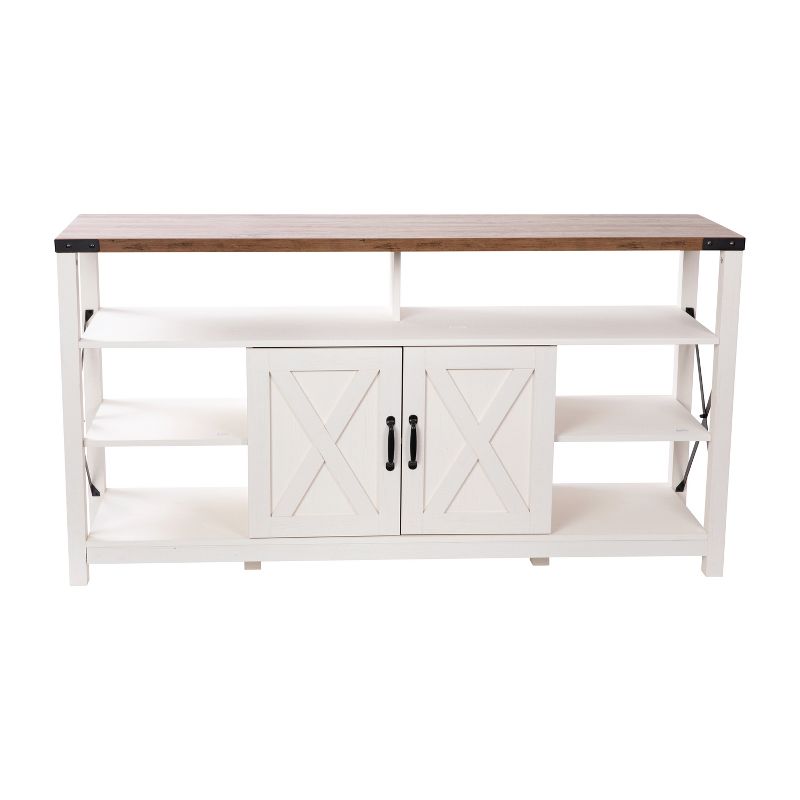 Emma and Oliver Modern Rustic Farmhouse Media Console Cabinet with Spacious Open and Closed Storage, 3 of 8