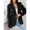 Coolmee Womens Casual Blazers Long Sleeve Notched Lapel Button Solid Slim Work Office Blazer Jackets Classic Workplace Jackets 2XL Black - 3 of 4