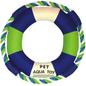 Pet Life Life Raver Rounded Squeaking and Jute Rope Floating Dog Toy, Blue - 1 of 1