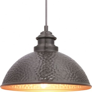 Progress Lighting Englewood 1-Light Hanging Lantern Pendant, Antique Bronze, Metallic Copper Shade - 1 of 4