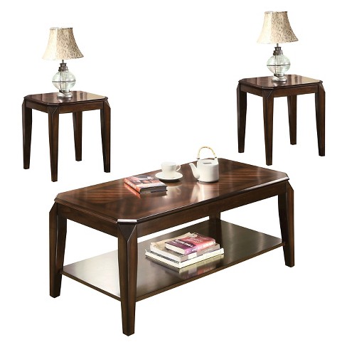 3pc Docila Pack Coffee End Table Set Walnut - Acme Furniture : Target