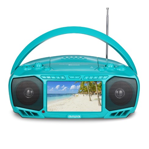 Aiwa Portable Streaming Media Boombox Speaker with A 7 LCD Screen DVD/CD/MP3 - Teal