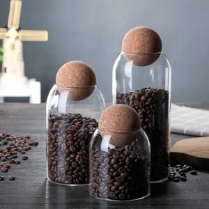 1 SET Storage ball jar, glass tea jar, minimalist cork jar, sealed candy jar, storage jar, coffee jar, dry food storage jar, coffee storage container - 1 of 4