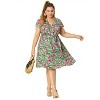 Agnes Orinda Women's Plus Size Casual Floral Tie Waist Short Sleeve Knee Length A Line Dresses - 3 of 4