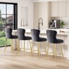 PexFix 2Pcs Bar Stools Velvet Counter Height Bar Stools with Metal Legs Button Tufted and Nailheads Trim Wing-Back Bar Chairs Black - 3 of 4