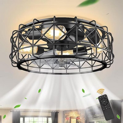 Cedar Hill 20 in. Black Caged Ceiling Fan with Remote Control