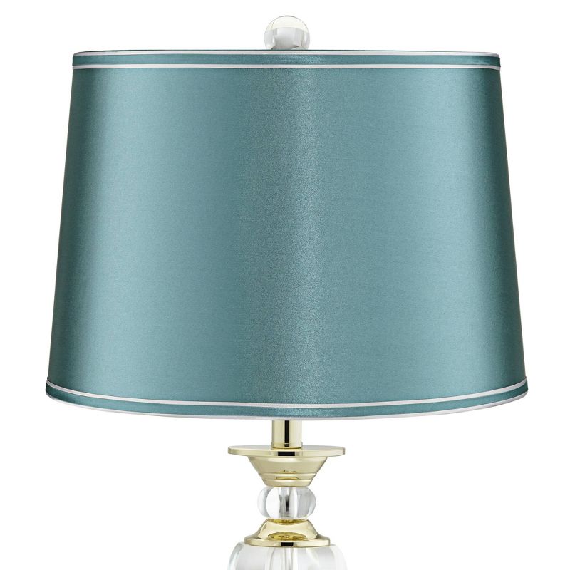 Vienna Full Spectrum 28 3/4" Tall Urn Traditional Glam Luxe End Table Lamp Clear Crystal Single Teal Shade Living Room Bedroom Bedside Nightstand, 3 of 7