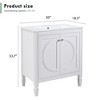 Vynxaria 30" No-Installation Bathroom Vanity (White Matte), Solid Wood/MDF, Ceramic Integrated Sink, Soft-Close Doors - 3 of 4