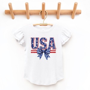 The Juniper Shop Coquette USA Bow Flutter Sleeve Tee - 1 of 4