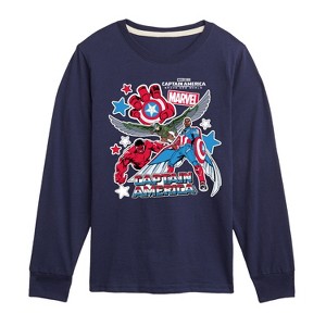 Boys' - Marvel - Captain America Sticker Style Long Sleeve Graphic T-Shirt - 1 of 4