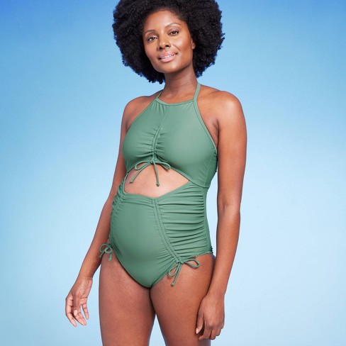 High Neck Adjustable One Piece Maternity Swimsuit - Isabel Maternity By  Ingrid u0026 Isabel™ Moss Green L : Target