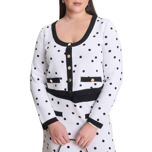 ELOQUII Cropped Intarsia Knit Jacket - 1 of 4