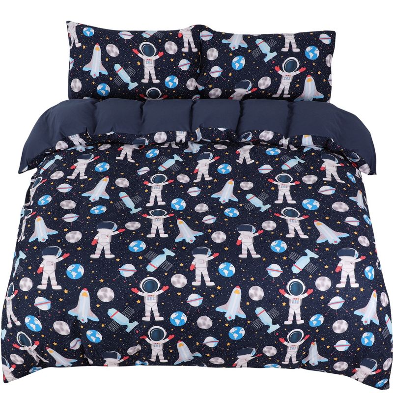 PiccoCasa Astronaut Series Pattern Duvet Cover with 2 Pillowcases 3 Pcs, 4 of 5