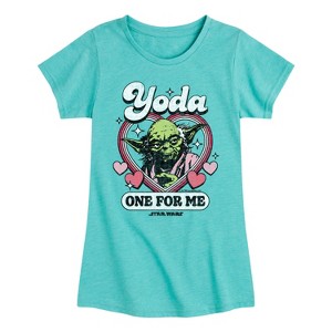 Girls' - Star Wars - Valentine Yoda One For Me Fitted Short Sleeve Graphic T-Shirt - 1 of 4