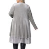 Agnes Orinda Women's Plus Size Velvet Layered Mesh Hem Open Front Long Sleeve Cardigans - 4 of 4