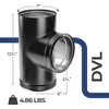 DuraVent 6DVL-T 7'' Galvanized Steel Double Wall Tee with Clean Out Cap, Black - 3 of 4