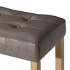 A La Carte Harper Kitchen Stool in Wood Finish with Distressed Brown Vegan Leather, Set of 2 - 4 of 4
