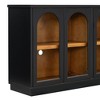 Okak Country Style Sideboard Storage Cabinet with 4 Arched Glass Doors and Adjustable Shelves, Wooden Buffet Cabinet for Kitchen - 3 of 4