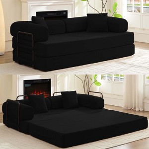 Mjkone Convertible Pull Out Sleeper Sofa Bed with Pillows&Movable armrest,Folding Mattress Couch, Removable Washable Floor Sofa - 1 of 4