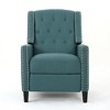 Fabric Push Back Chair with Riveted Armrests and Birch Wood Legs - 2 of 4