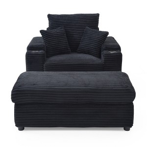 VYNXARIA Oversized Accent Chair with Ottoman, Single Sofa Chair with Large Seat and Extra Wide Armrests,Black - 1 of 4
