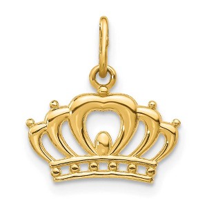 Black Bow Jewelry 14k Yellow Gold Small Polished Crown Charm or Pendant, 13mm (1/2 inch) - 1 of 4