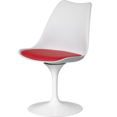 Fabulaxe Mid-Century Modern Swivel Tulip Side Chair with Comfortable Cushioned Seat, White Polypropylene Accent Side Chair