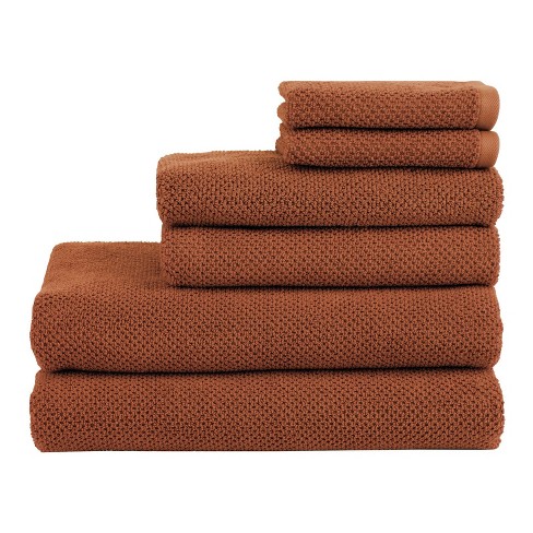 6pc Cotton Jacquard Bath Towel Set Orange