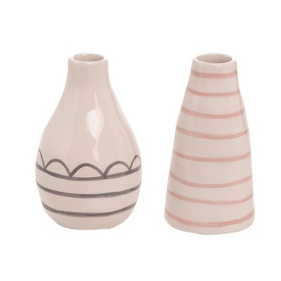 Transpac Ceramic Bud Vase Set of 2 Spring Home Decorations