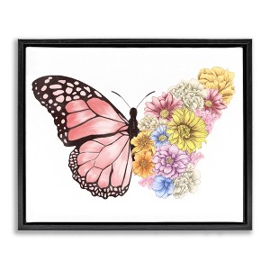 Stupell Industries Butterfly Floral Bouquet Wing Floating Frame Canvas Art - 1 of 4