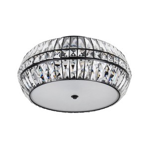 PAKOKULA Modern 18.3 in. 3-Light Black Drum Semi-Flush Mount Ceiling Light With Irregular Crystal Shade and No Bulbs Included - 1 of 4