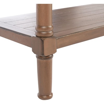 Filbert Brown Wood and Metal Console Table with Storage