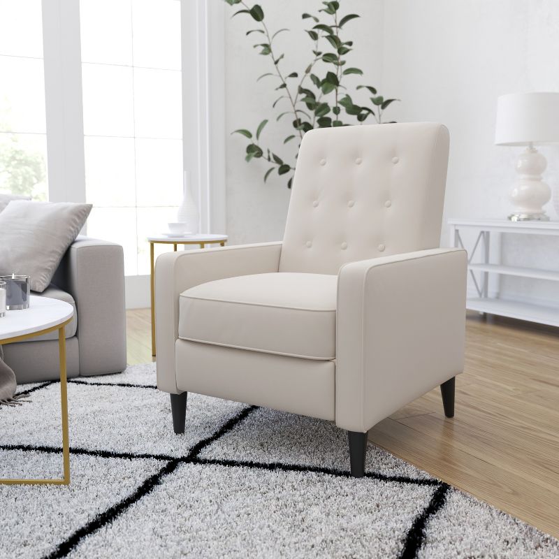Merrick Lane Darcy Recliner Chair Mid-Century Modern Tufted Upholstery Ergonomic Push Back Living Room Recliner, 3 of 14