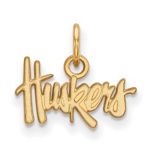 Black Bow Jewelry 14k Yellow Gold Plated Sterling Silver Nebraska Cornhuskers NCAA Extra Small Pendant - 1 of 3