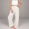 Anna-Kaci Lounge Women's Gingham Wide Leg Pants with Elastic Waistband Contrast Side Ribbon Tie Details - 4 of 4
